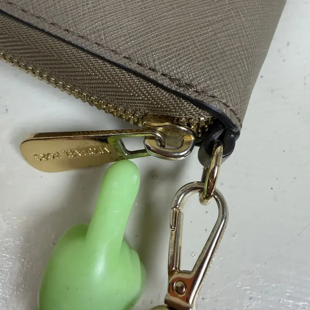Michael Kors Large Pebbled Leather Continental Wallet Wristlet Taupe EUC